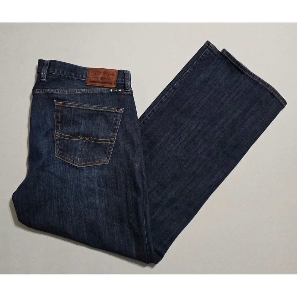 Lucky Brand 361 Vintage Straight Mens 40x32 Dark Wash Denim Jeans Zip Fly Cotton